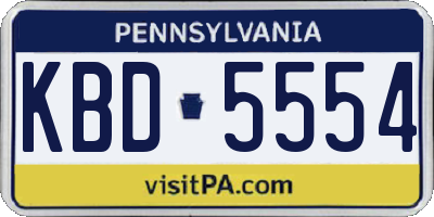 PA license plate KBD5554