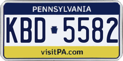 PA license plate KBD5582