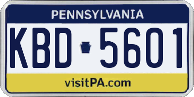 PA license plate KBD5601