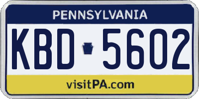PA license plate KBD5602