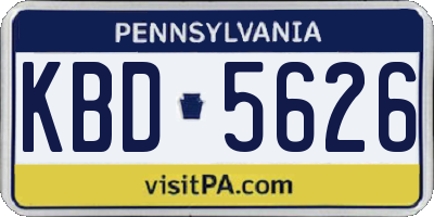 PA license plate KBD5626