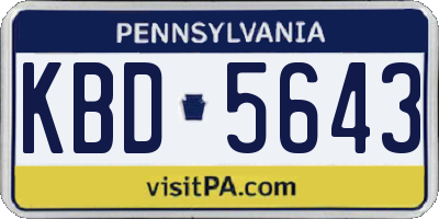 PA license plate KBD5643