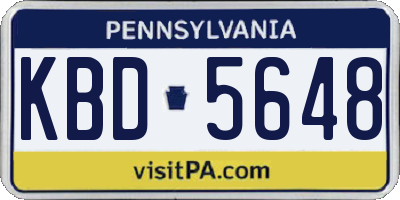 PA license plate KBD5648