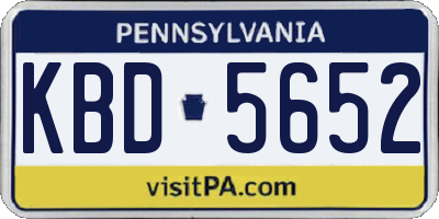 PA license plate KBD5652