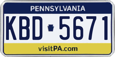 PA license plate KBD5671