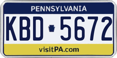 PA license plate KBD5672