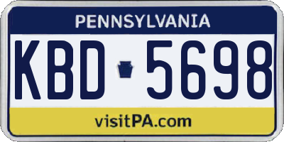 PA license plate KBD5698
