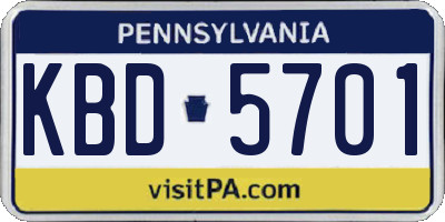 PA license plate KBD5701