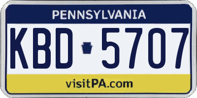 PA license plate KBD5707