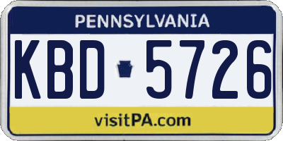 PA license plate KBD5726