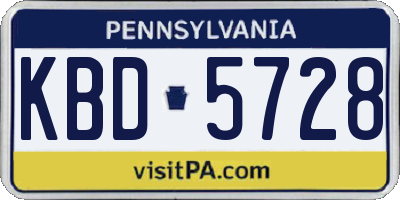 PA license plate KBD5728