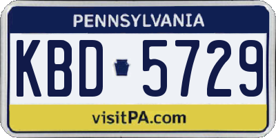 PA license plate KBD5729