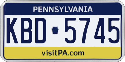 PA license plate KBD5745