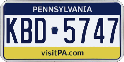 PA license plate KBD5747