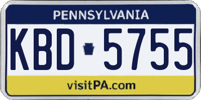 PA license plate KBD5755