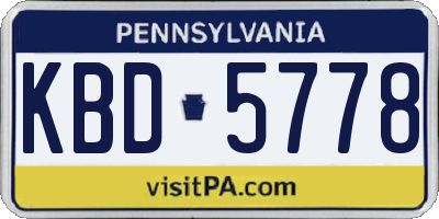 PA license plate KBD5778