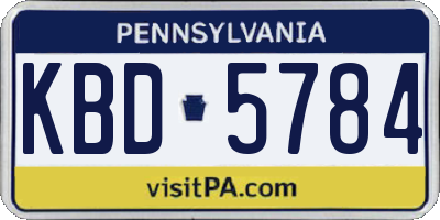 PA license plate KBD5784