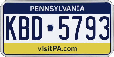 PA license plate KBD5793