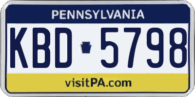 PA license plate KBD5798