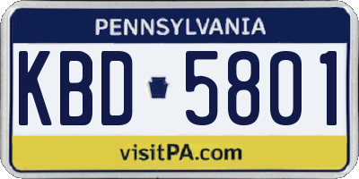 PA license plate KBD5801