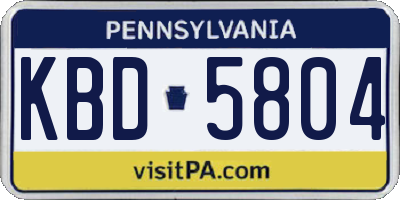 PA license plate KBD5804