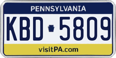 PA license plate KBD5809