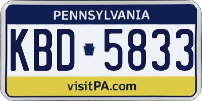 PA license plate KBD5833