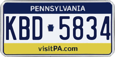 PA license plate KBD5834