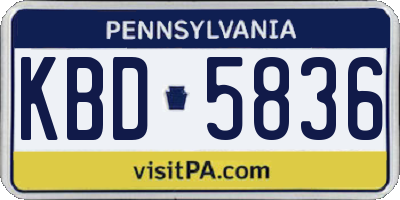 PA license plate KBD5836
