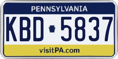 PA license plate KBD5837