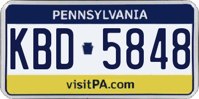 PA license plate KBD5848