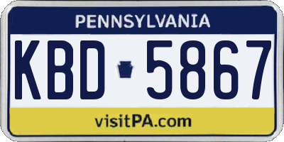 PA license plate KBD5867