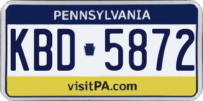 PA license plate KBD5872