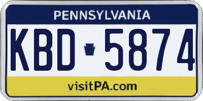 PA license plate KBD5874