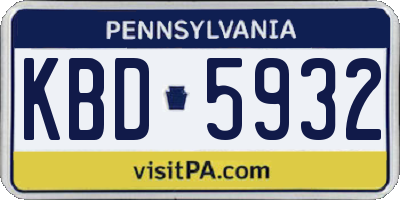 PA license plate KBD5932