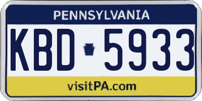 PA license plate KBD5933