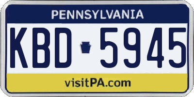 PA license plate KBD5945