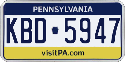 PA license plate KBD5947