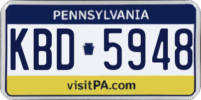 PA license plate KBD5948