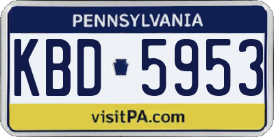 PA license plate KBD5953
