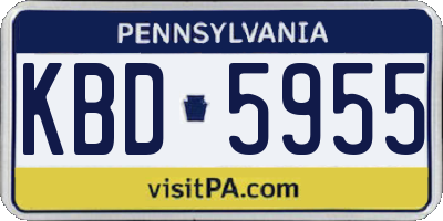 PA license plate KBD5955