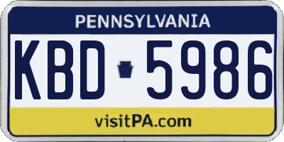 PA license plate KBD5986