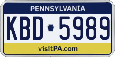 PA license plate KBD5989