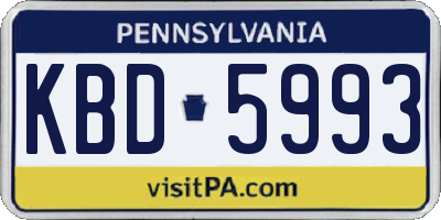 PA license plate KBD5993