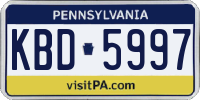 PA license plate KBD5997