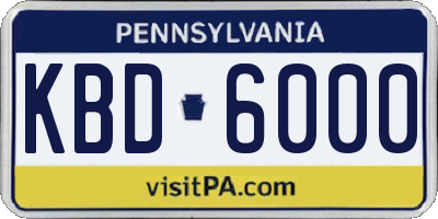 PA license plate KBD6000