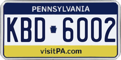 PA license plate KBD6002