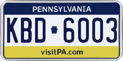 PA license plate KBD6003