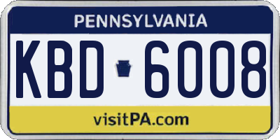 PA license plate KBD6008