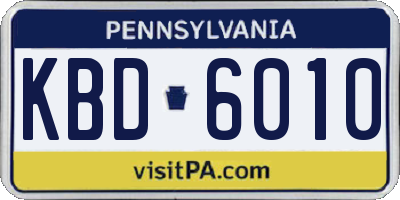 PA license plate KBD6010